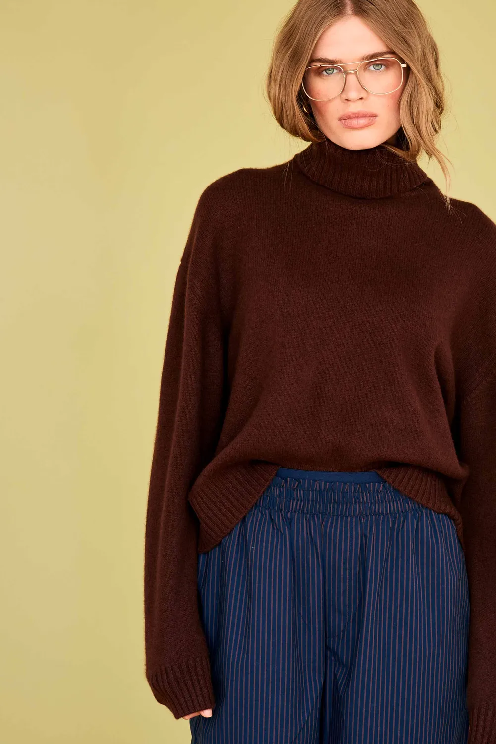 Jumper 1234 Oversize Roll maglione marrone cashmere pesante