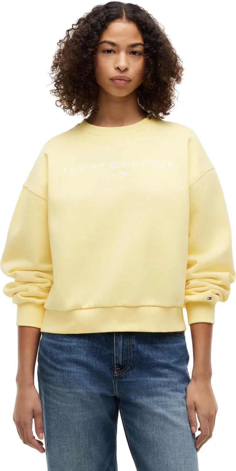 Tommy Hilfiger Corp Logo WW0WW47831 felpa donna nera girocollo