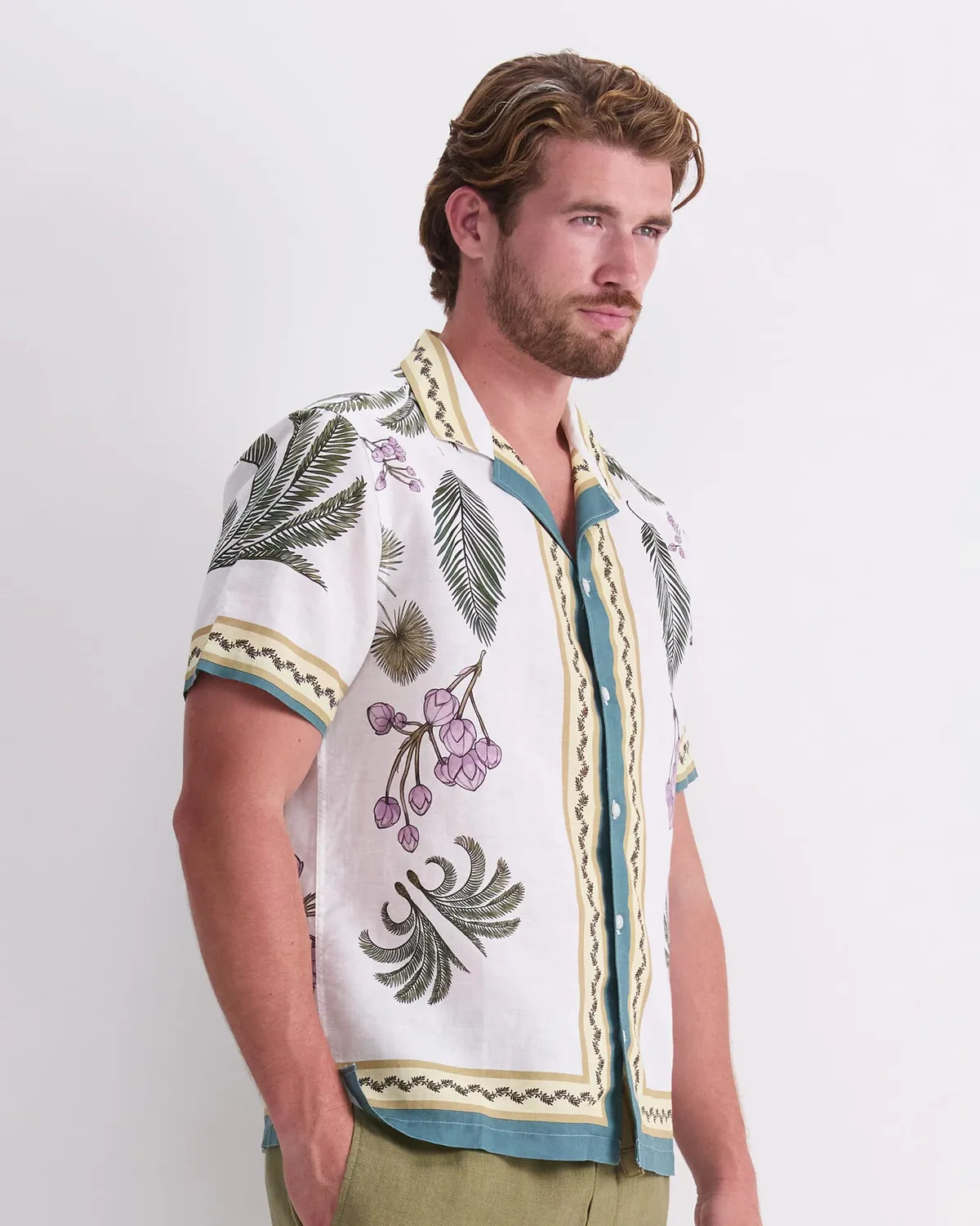 Sportscraft Hamlyn Resort camicia lino stampa