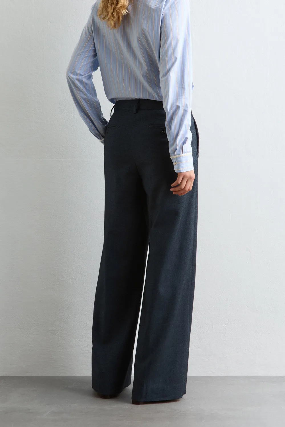 Massimo Alba Lamia pantaloni donna blu gamba ampia
