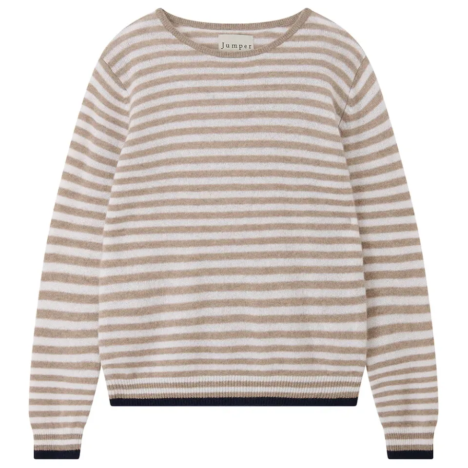 Jumper 1234 Tipped Little Stripe Crew maglione marrone chiaro riga