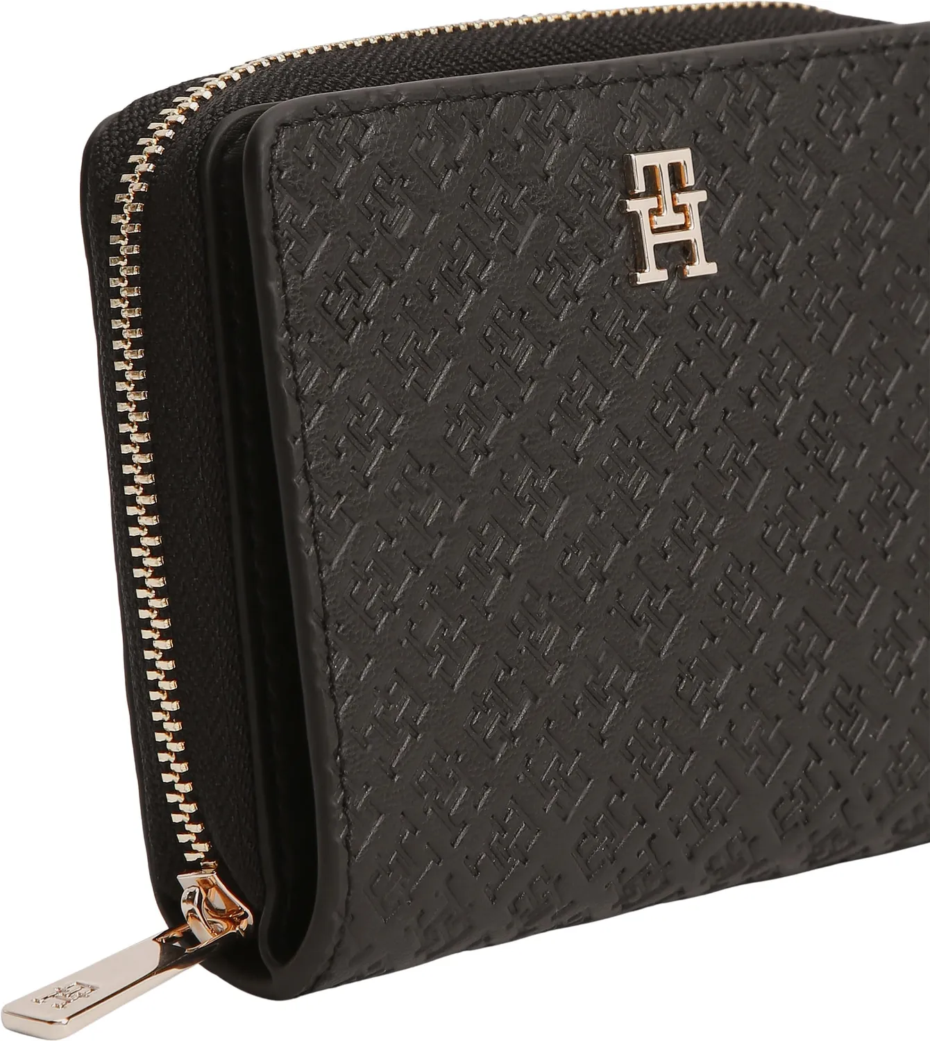 Tommy Hilfiger TH Icon AW0AW18474 portafoglio donna nero zip