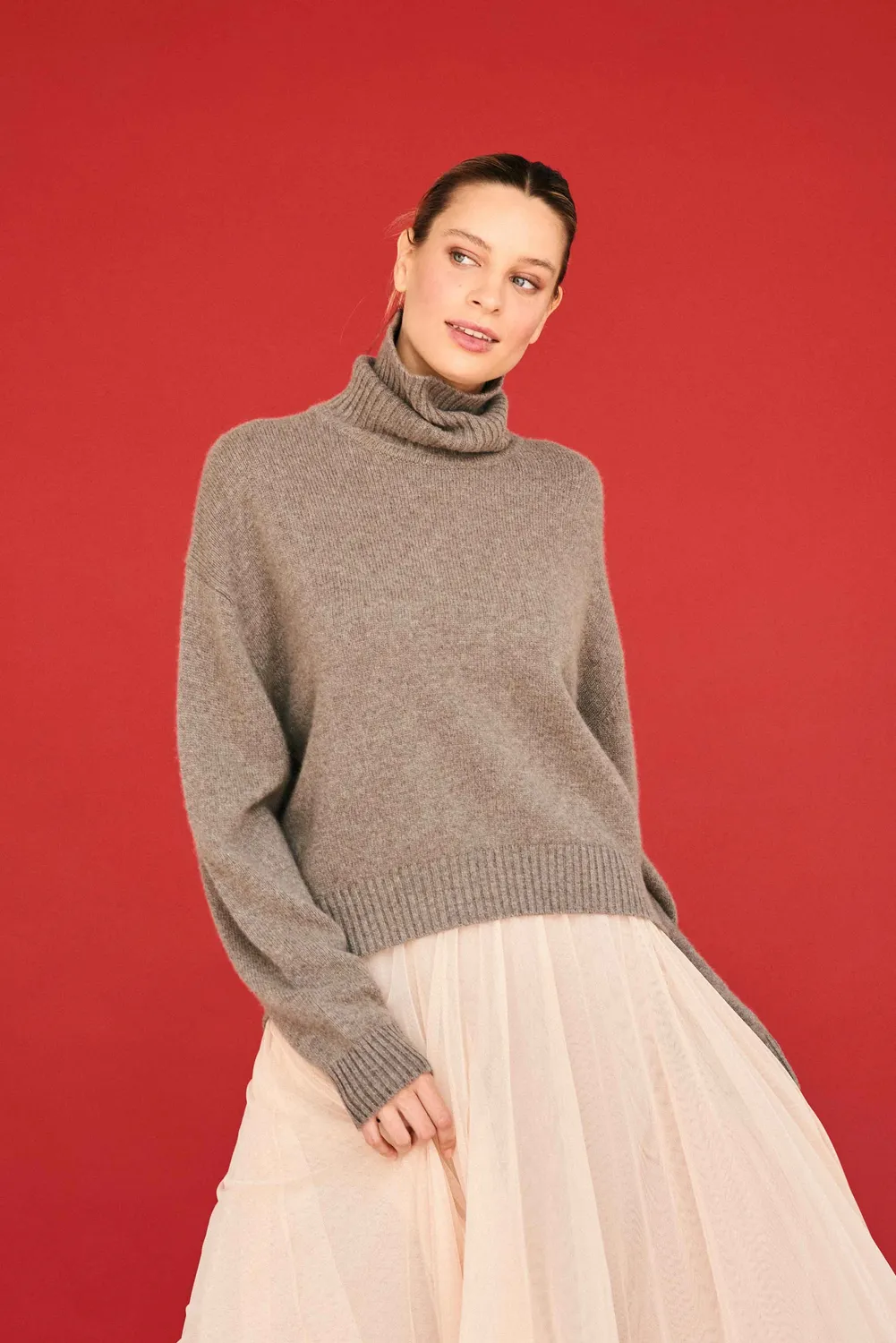 Jumper 1234 Cashmere Oversize Roll Collar maglione moose pesante
