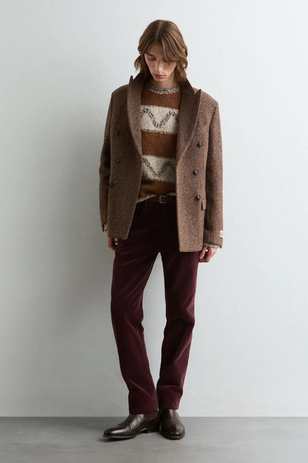 Massimo Alba Brando giacca uomo brown lino cotone