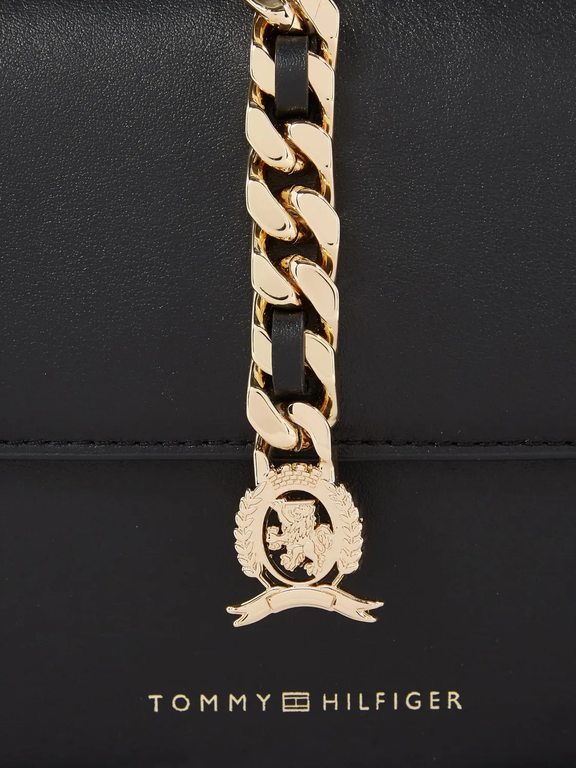 Tommy Hilfiger Chain Leather tracolla donna piccola nera