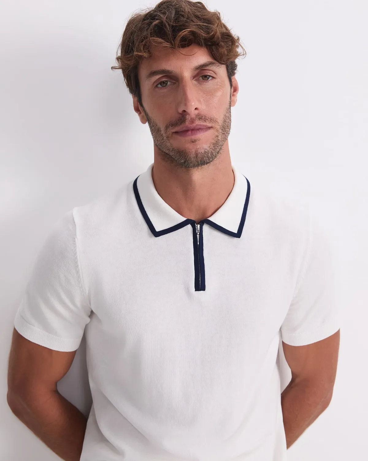 Sportscraft Brookes polo maglia zip cotone seta
