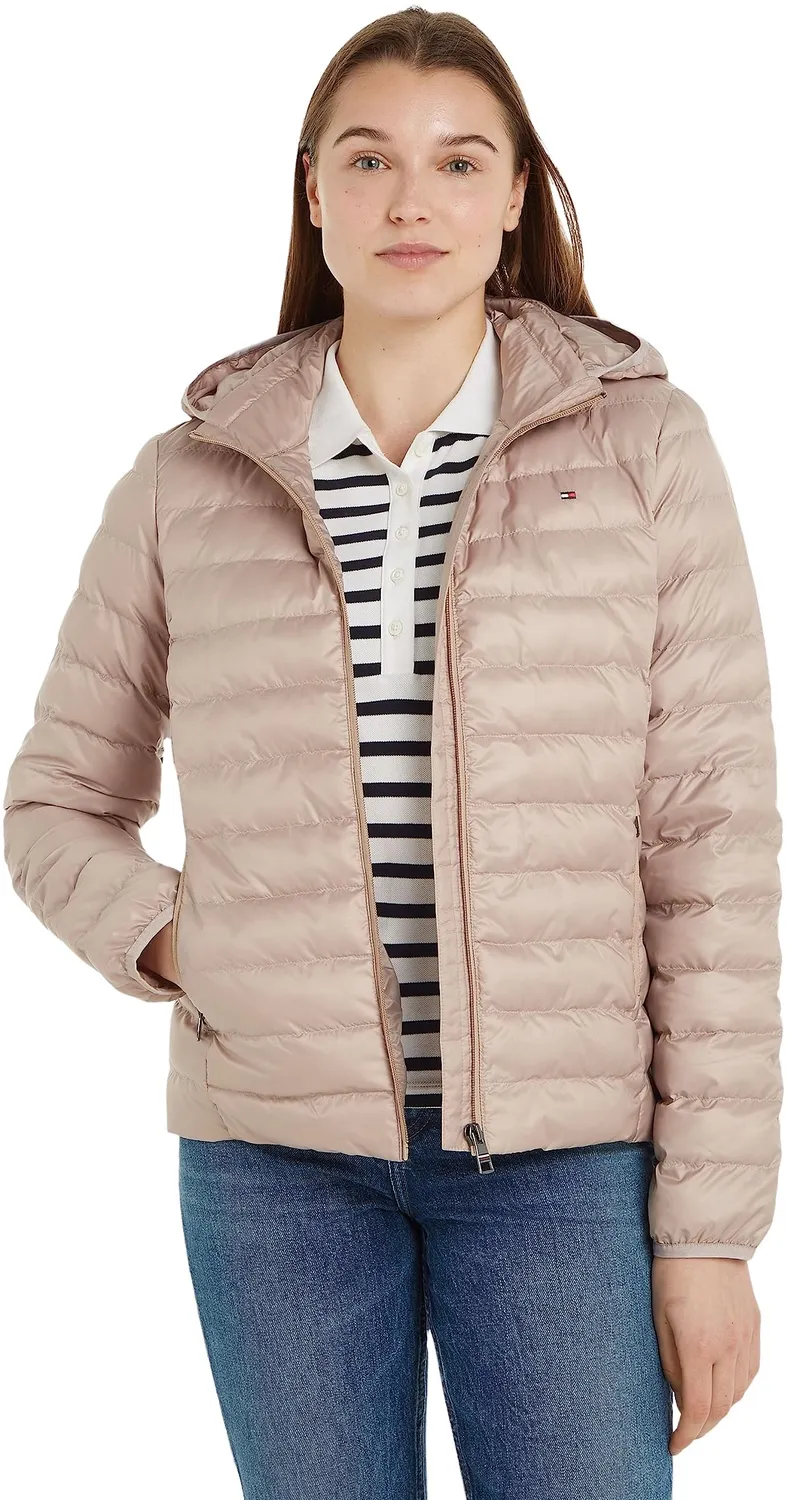 Tommy Hilfiger Global Stripe piumino donna nero con cappuccio