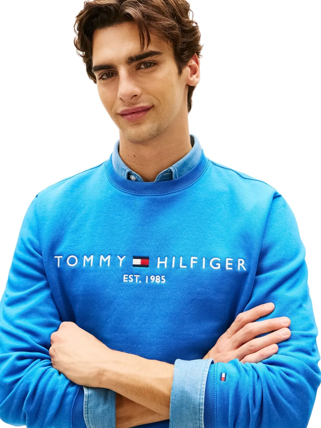 Tommy felpa logo uomo blu Blue Orbit M girocollo