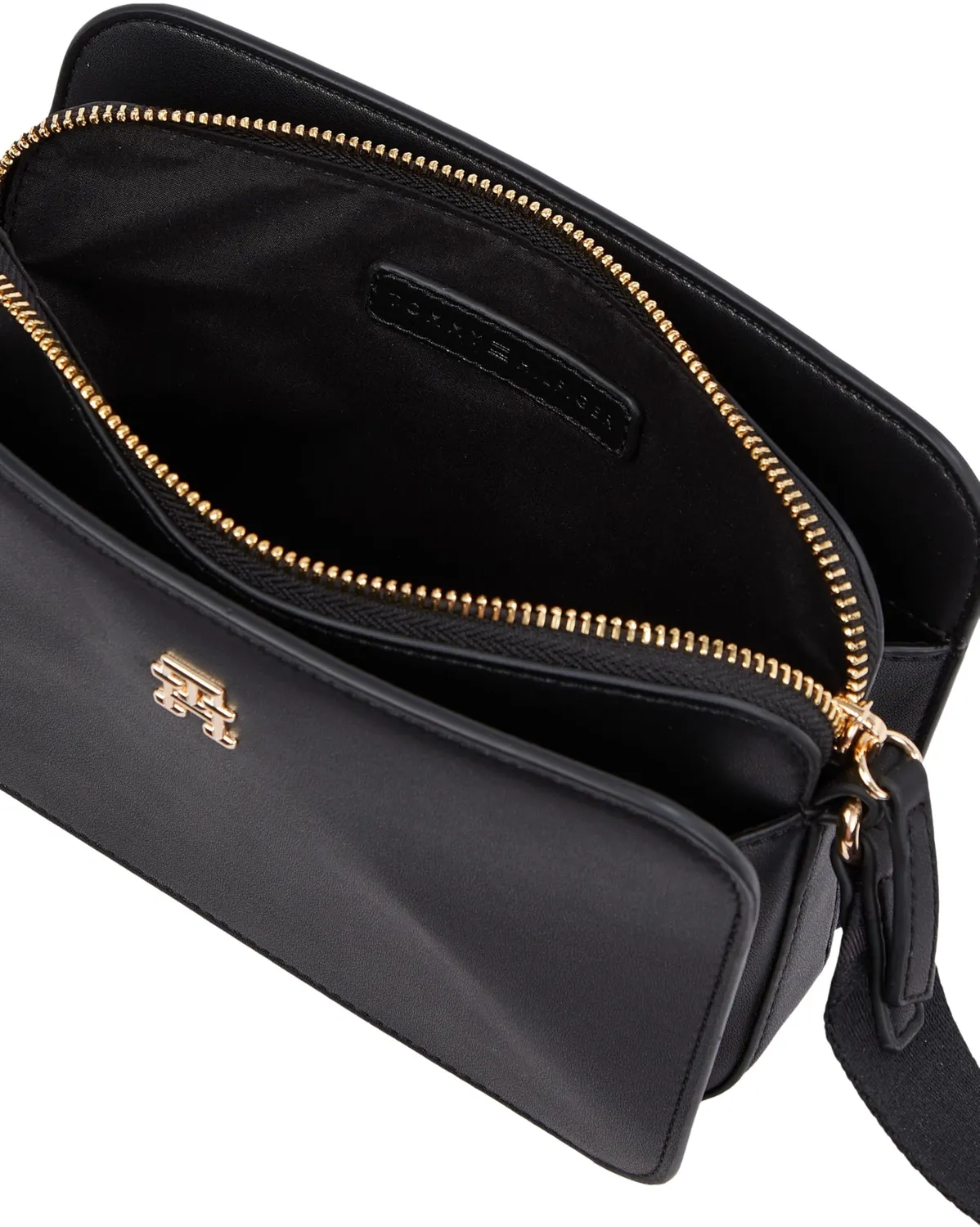 Tommy Hilfiger Logotape Camera Bag borsa tracolla nera tracolla larga