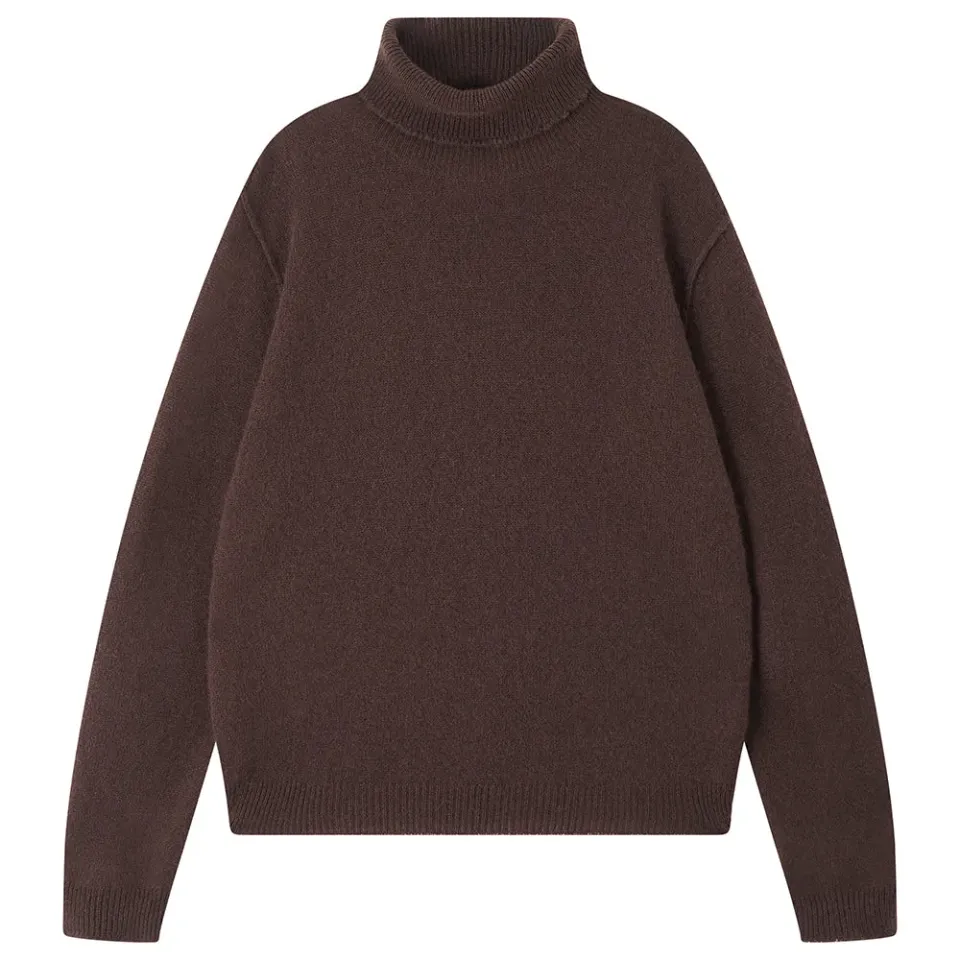 Jumper 1234 Distressed maglione collo alto marrone cashmere