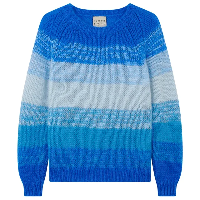 Jumper 1234 Gradient Stripe Crew maglione blu mohair
