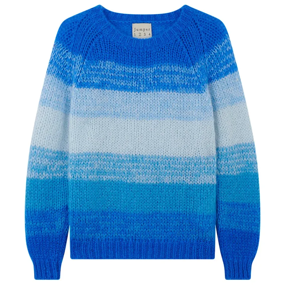 Jumper 1234 Gradient Stripe Crew maglione blu mohair