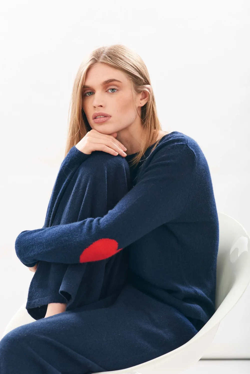 Jumper 1234 Heart Patch maglione cashmere navy rosso