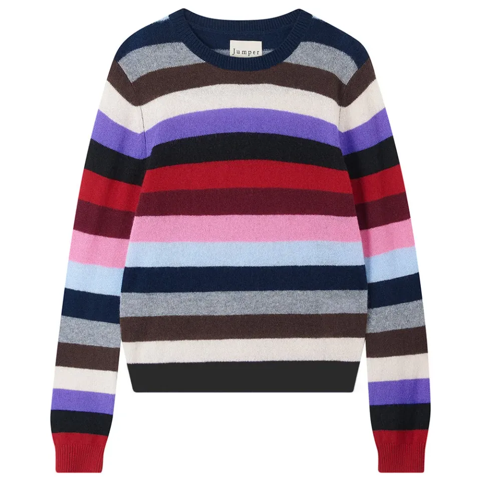 Jumper 1234 Cashmere Multi Stripe Crew maglione righe leggero