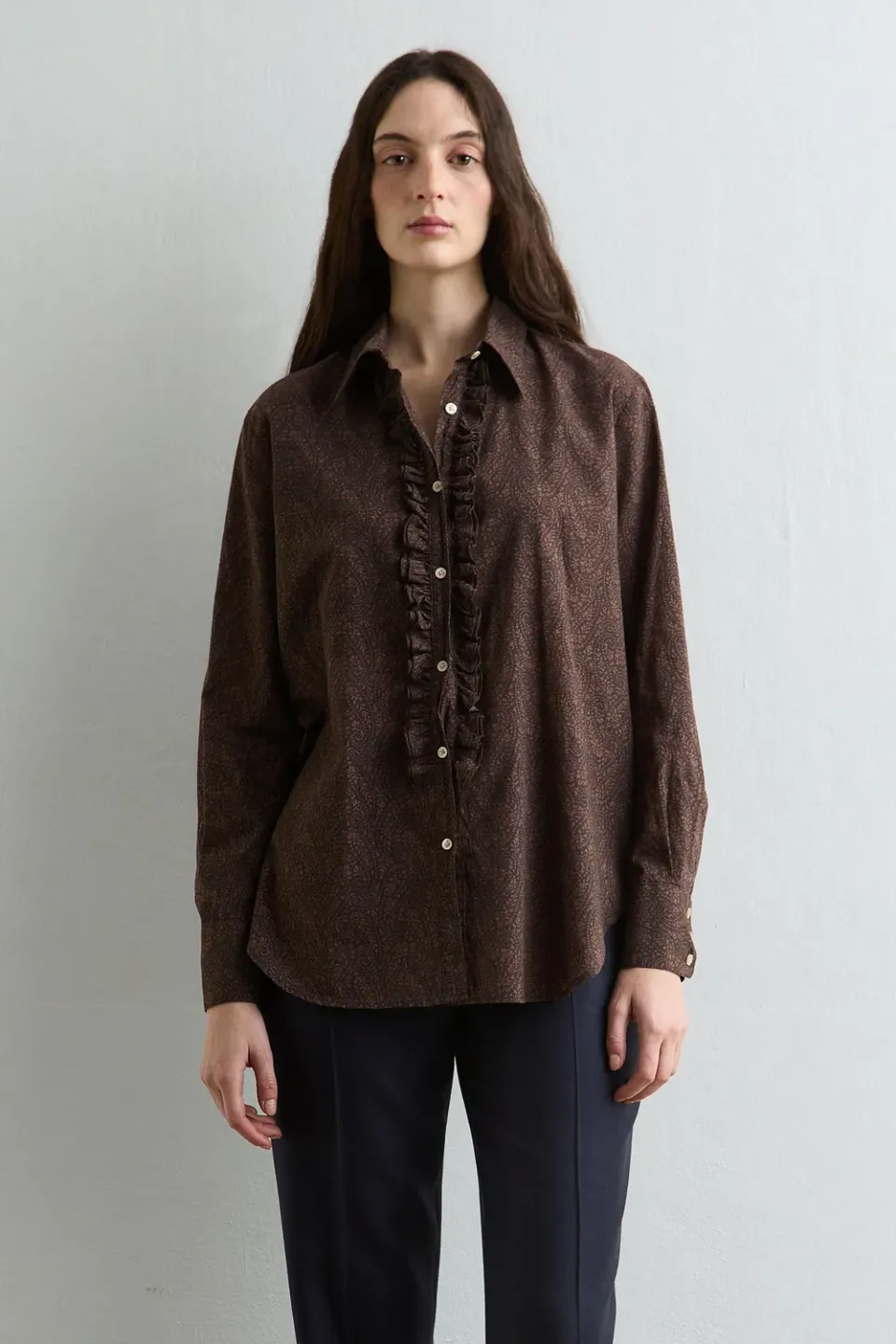 Massimo Alba Charlize camicia cotone chicory coffee