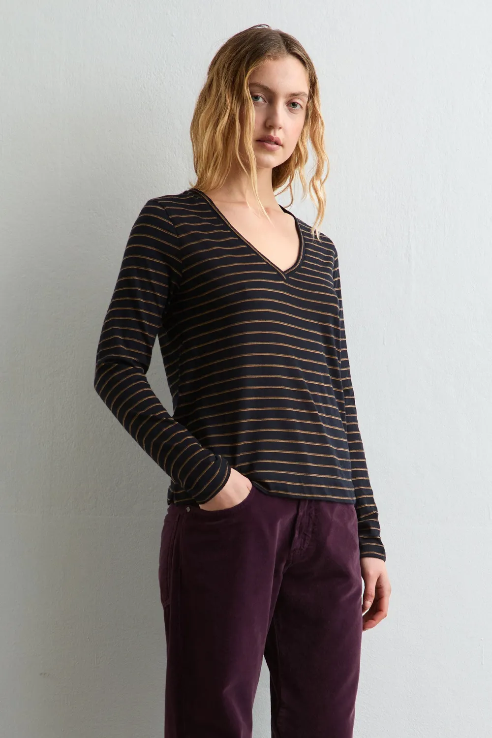 Massimo Alba Leeds t-shirt donna blu lana