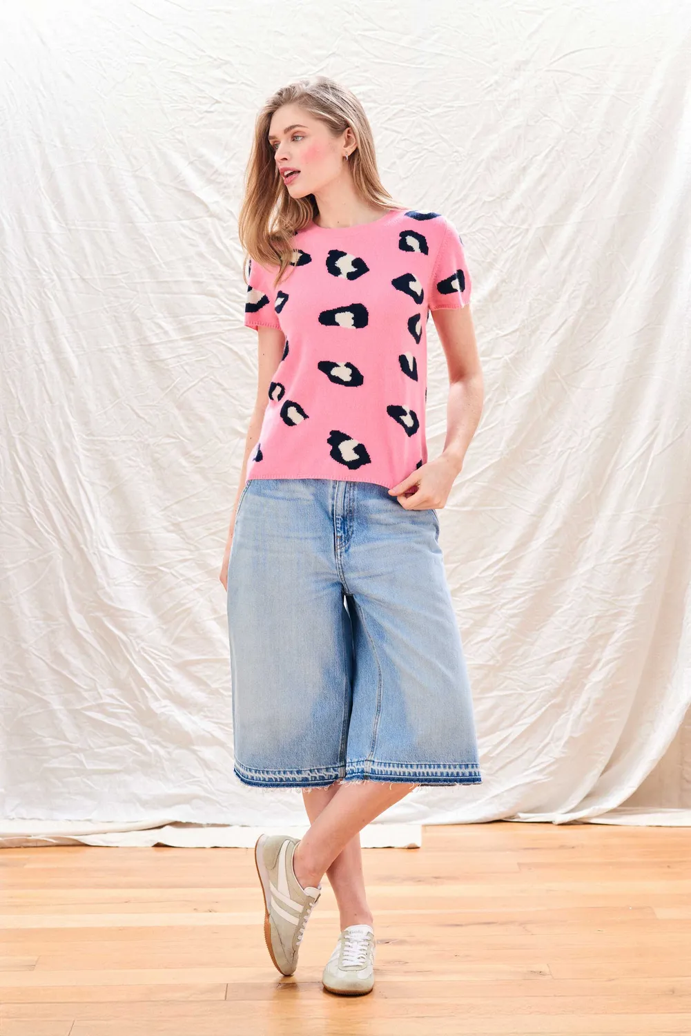 Jumper 1234 Leopard T-Shirt maglietta rosa cashmere