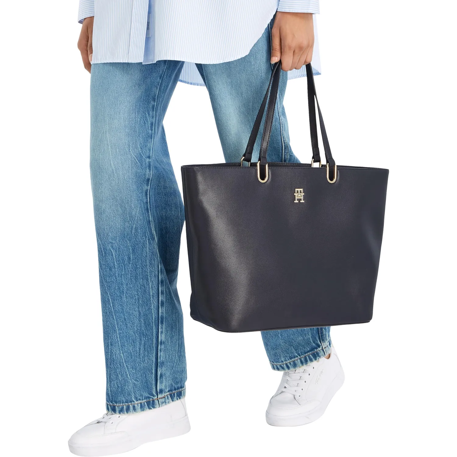 Tommy Th Timeless Med Tote borsa tracolla donna nera