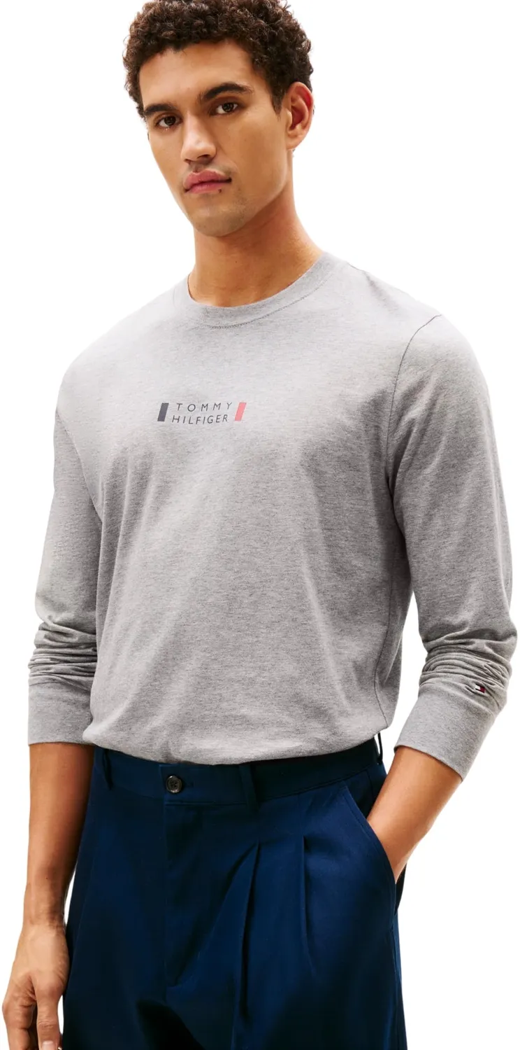 Tommy Hilfiger maglietta maniche lunghe S grigia cotone