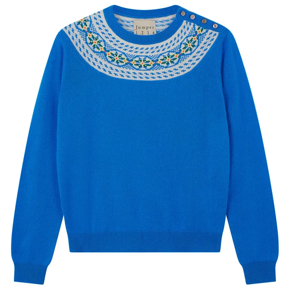 Jumper 1234 Wool Cashmere Fair Isle maglione blu