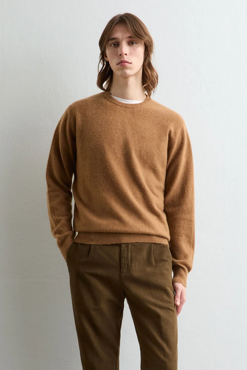 Massimo Alba Kane maglione girocollo cannella cashmere