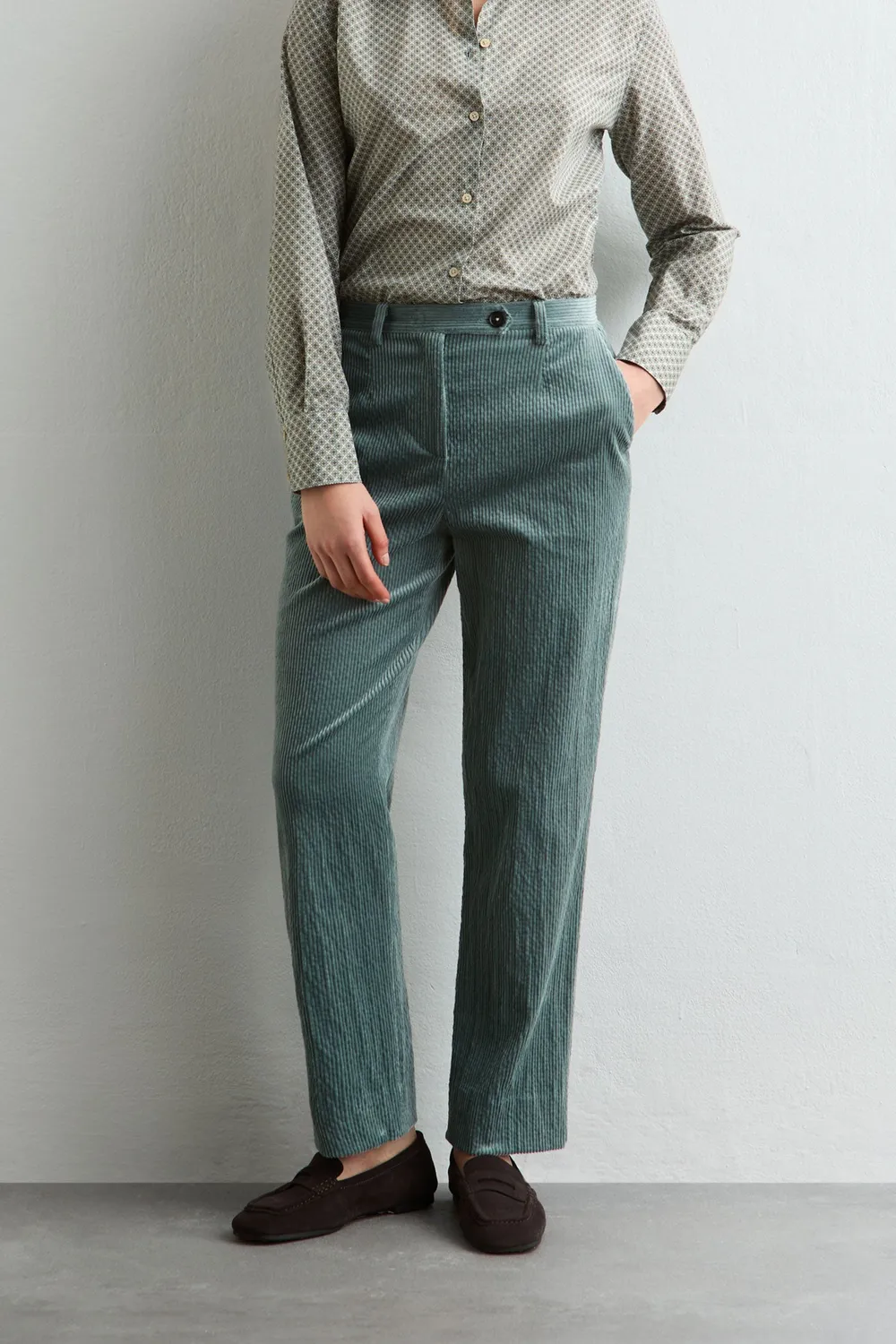 Massimo Alba Illinois pantaloni donna dusty blue velluto
