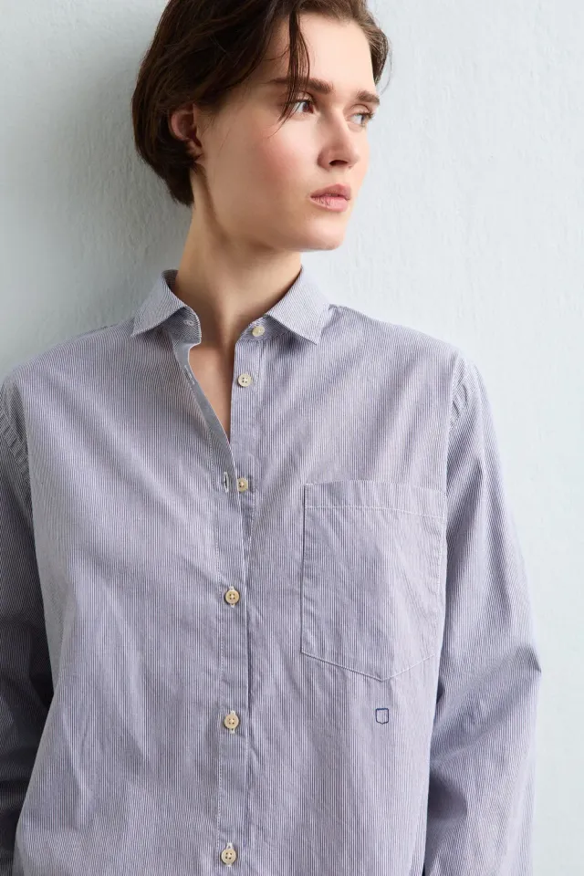 Massimo Alba Uma camicia donna blu in cotone