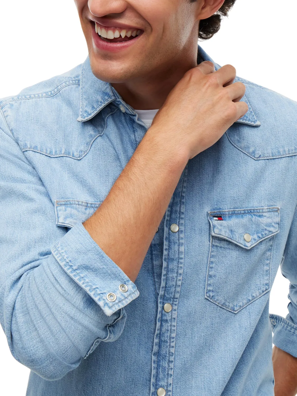 Tommy Hilfiger MW0MW44983 camicia denim uomo L cloudy blue
