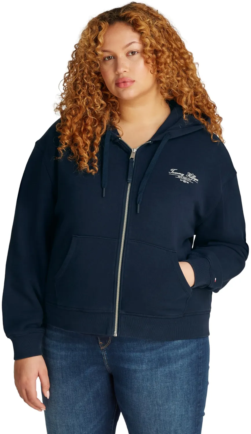 Tommy Hilfiger Script WW0WW46072 felpa zip donna blu