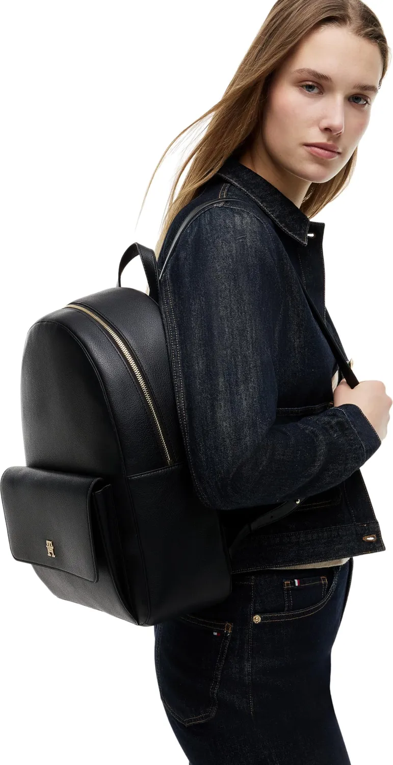 Tommy Hilfiger Icon Zaino Donna Nero Taglia Unica Tasca Esterna