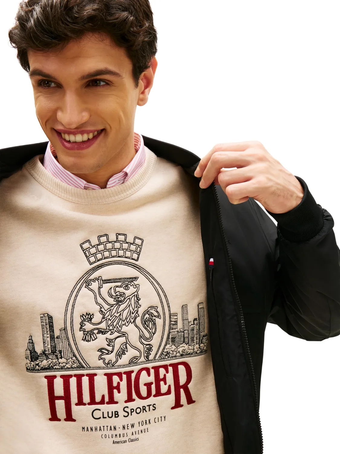 Tommy Hilfiger Branded Bomber Collo Baseball Giubbotto Uomo L Nero