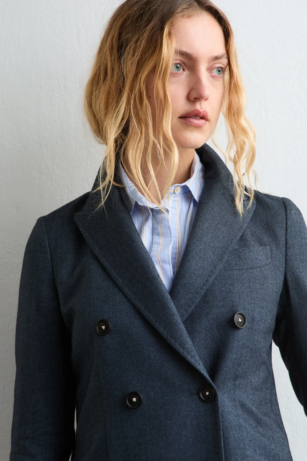 Massimo Alba Carlotta2 giacca donna blu cotone doppiopetto