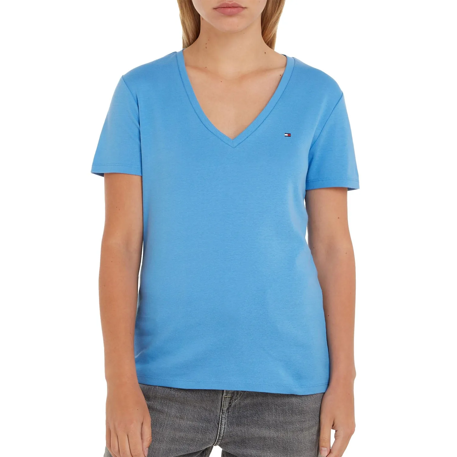 Tommy Hilfiger Cody Rib t-shirt scollo V donna rosa