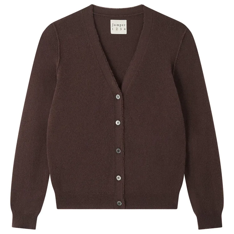 Jumper 1234 Distressed Vee Cardigan cashmere marrone