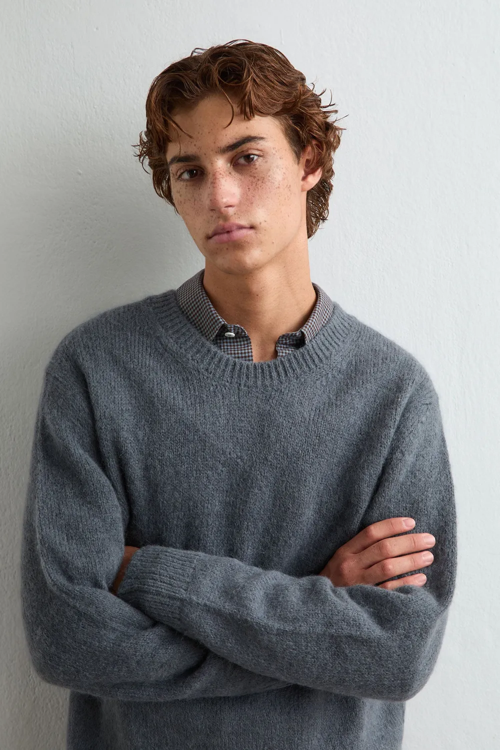 Massimo Alba Bruce maglione girocollo grigio baby alpaca