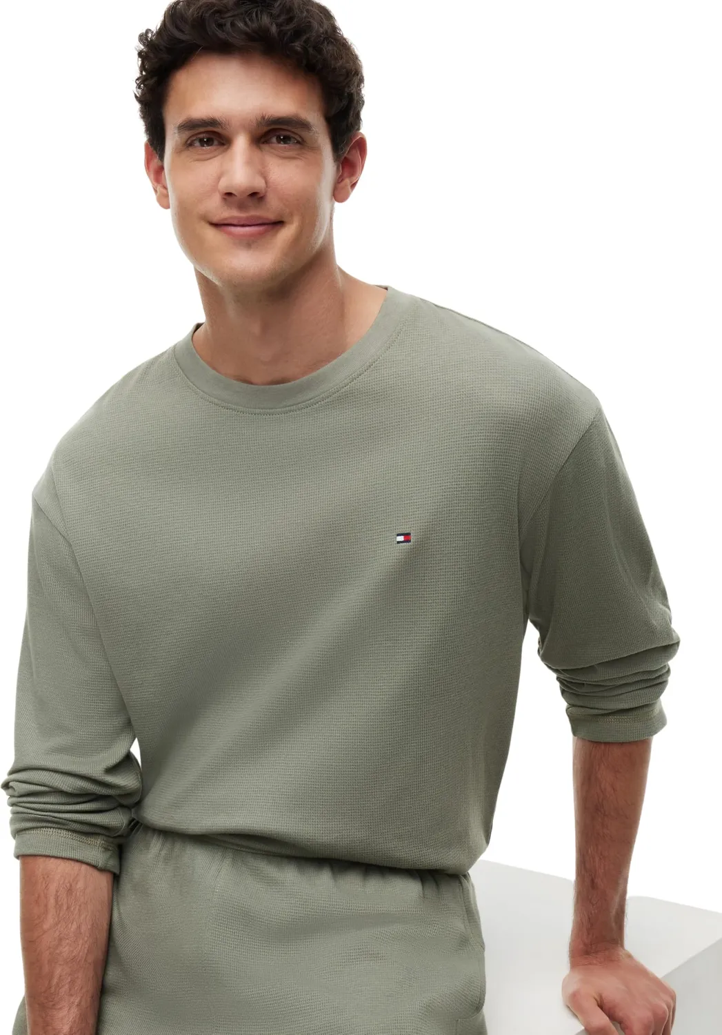 Tommy Hilfiger UM0UM03994 pigiama uomo waffle blu