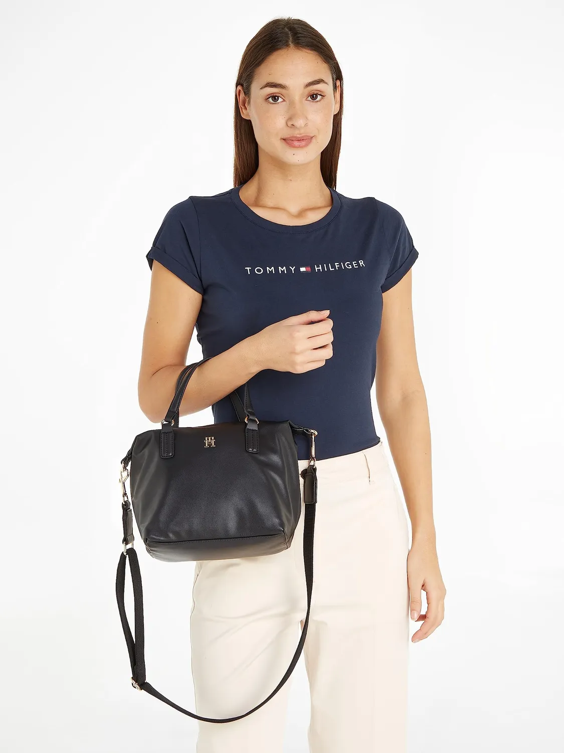 Tommy Hilfiger Poppy tote piccola donna nera tracolla