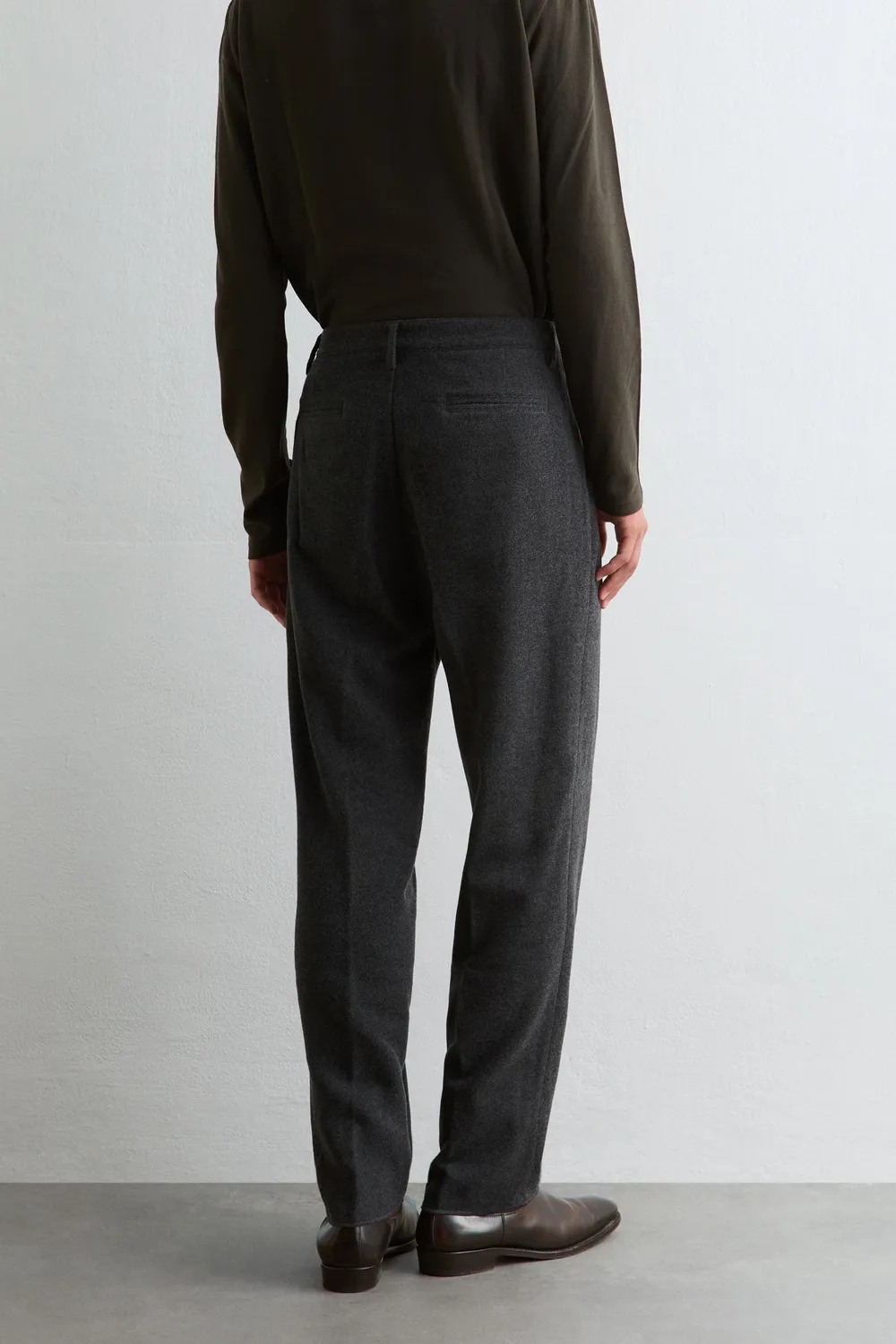 Massimo Alba Stan pantaloni uomo flanella doppia pince