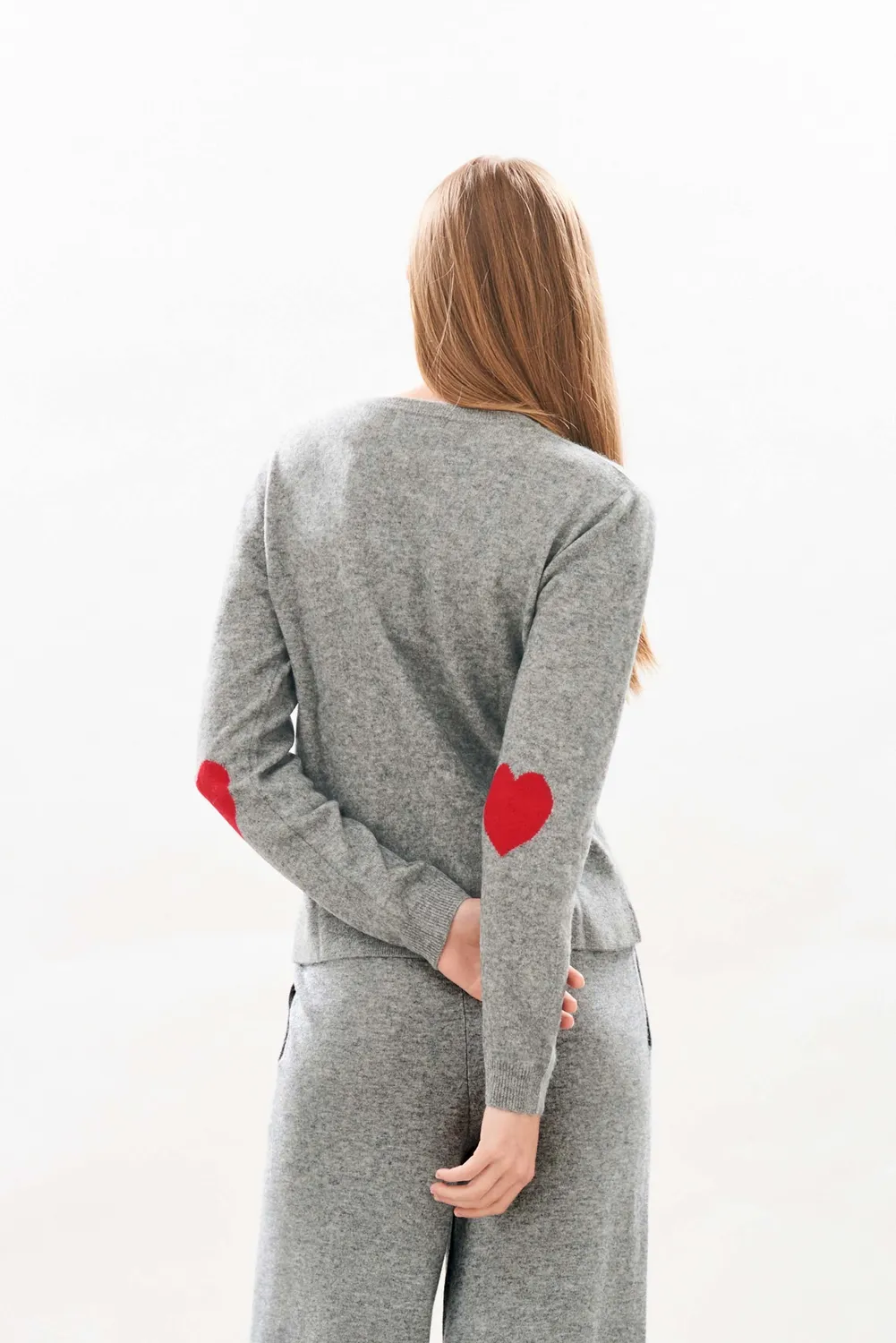 Jumper 1234 Heart Patch maglione cashmere grigio rosso