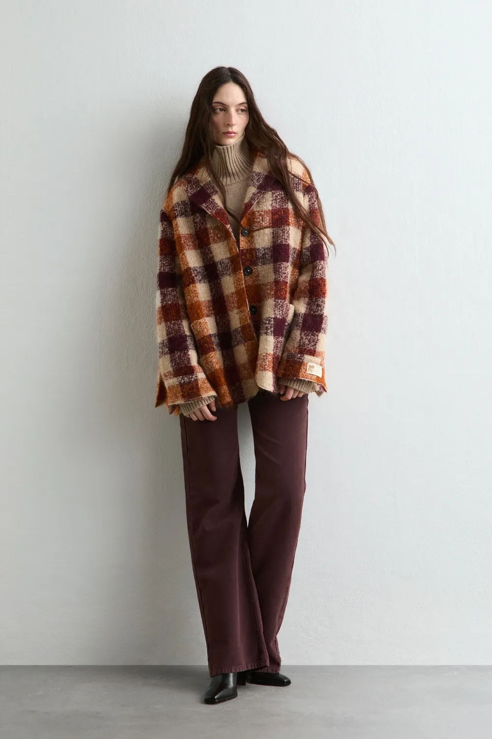 Massimo Alba Milly caban donna wine lana mohair alpaca