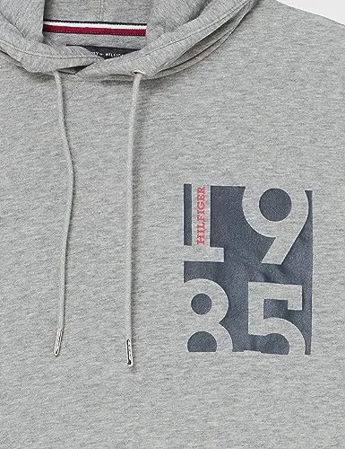 Tommy Hilfiger felpa cappuccio uomo grigia taglie forti cotone