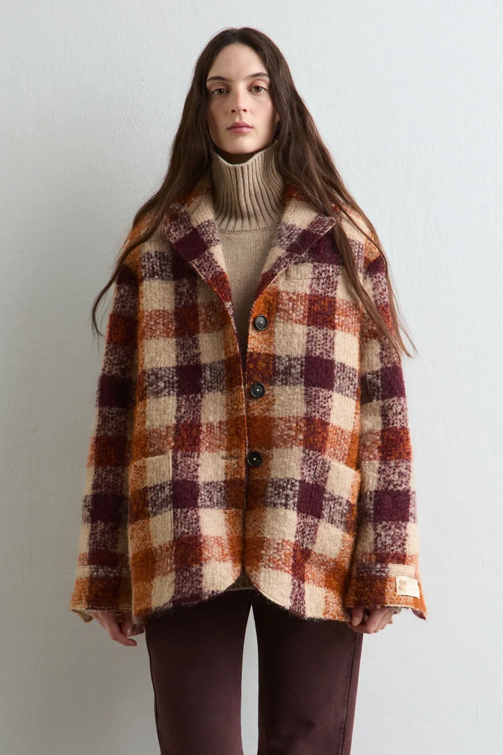 Massimo Alba Milly caban donna wine lana mohair alpaca