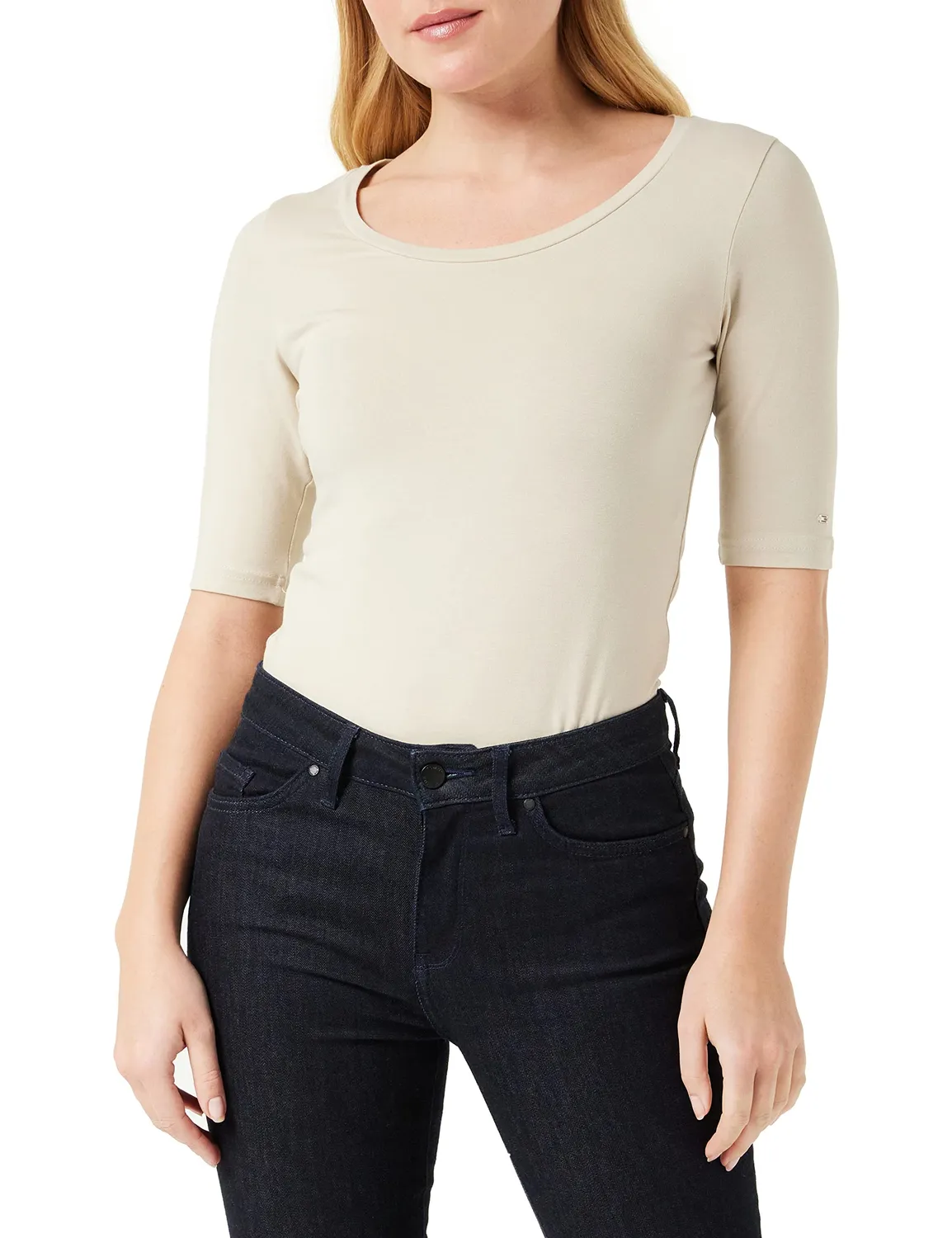 Tommy Hilfiger Modern Scoop top donna maniche corte nero cotone