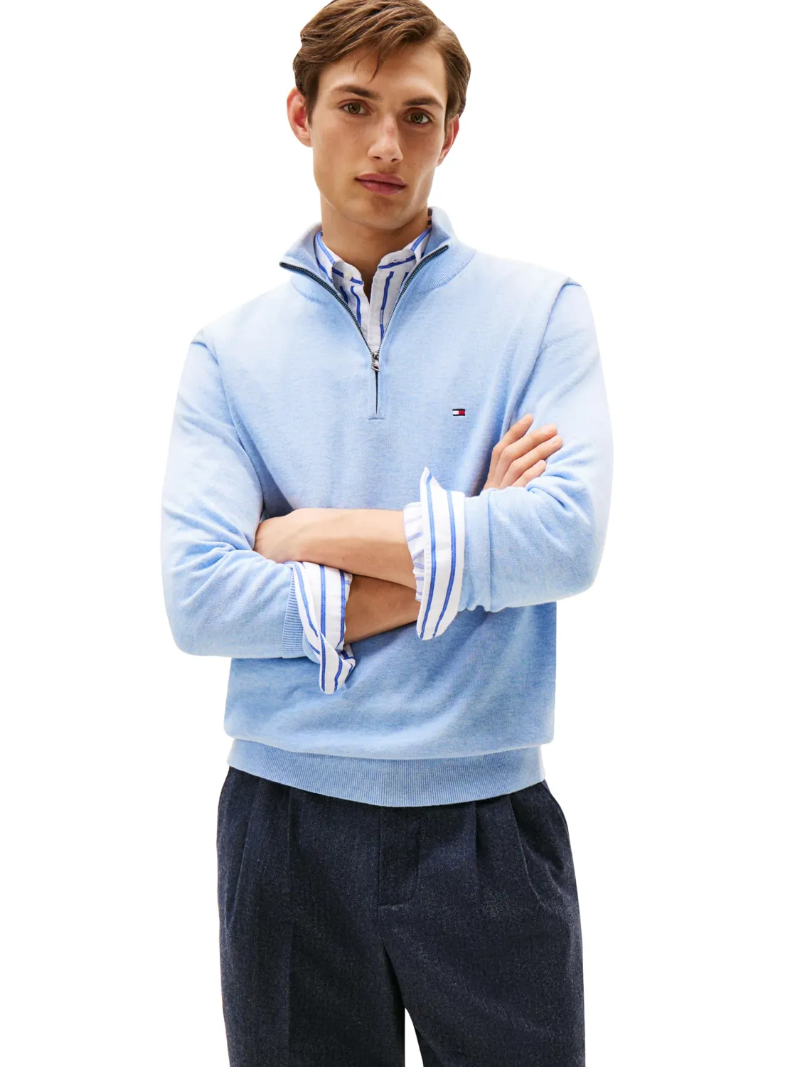 Tommy Hilfiger maglione uomo zip 3XL cotone blu