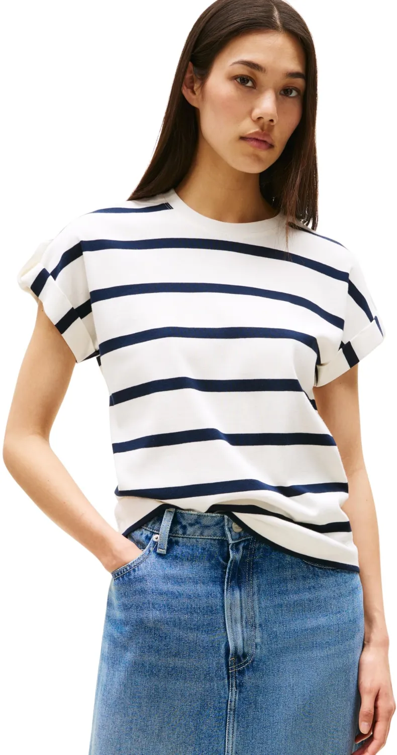 Tommy Hilfiger Gold Button t-shirt donna manica corta M