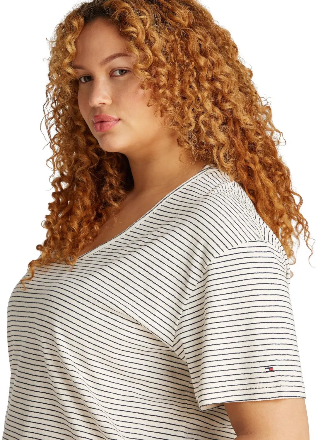 Tommy Hilfiger Modern Linen t-shirt donna scollo V lino