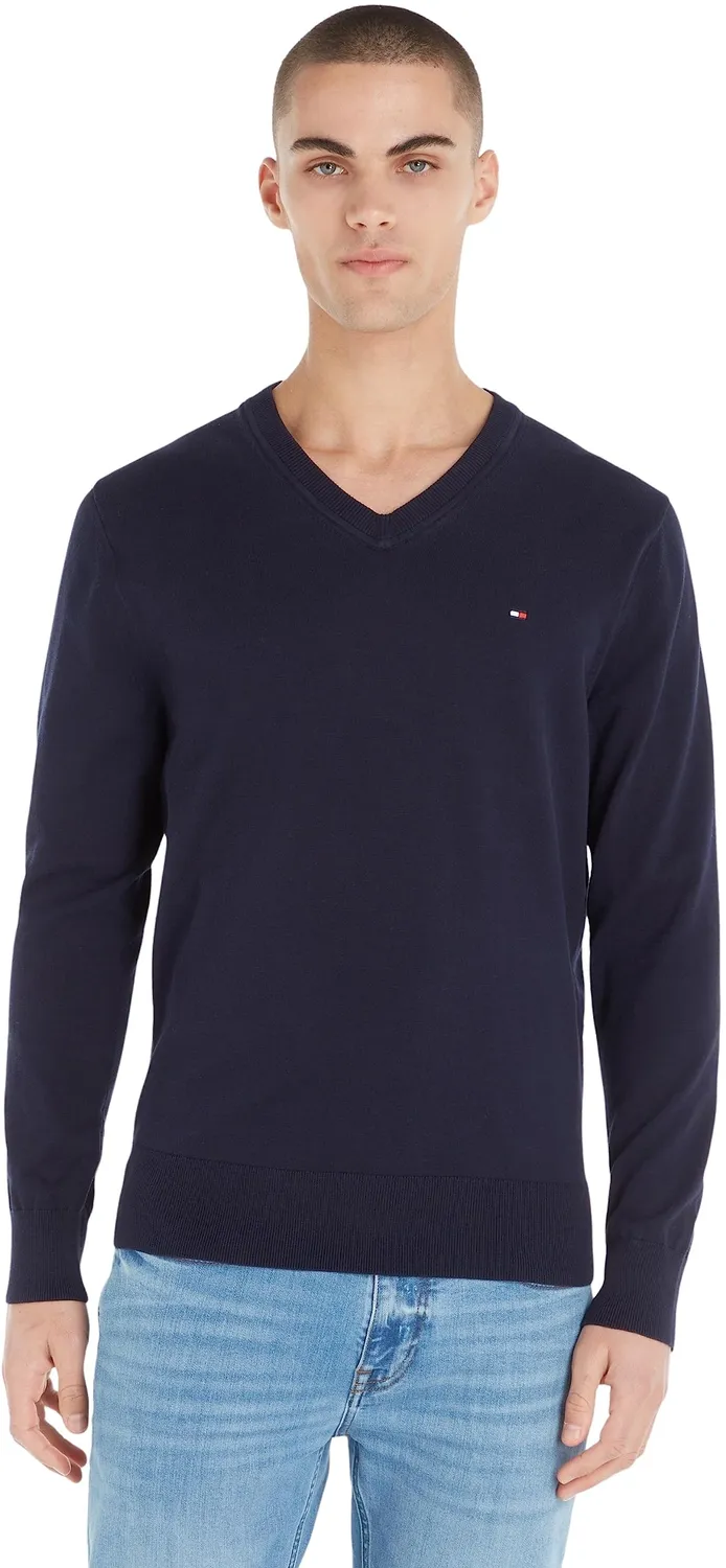 Tommy Hilfiger V-Neck pullover uomo nero scollo a V elegante