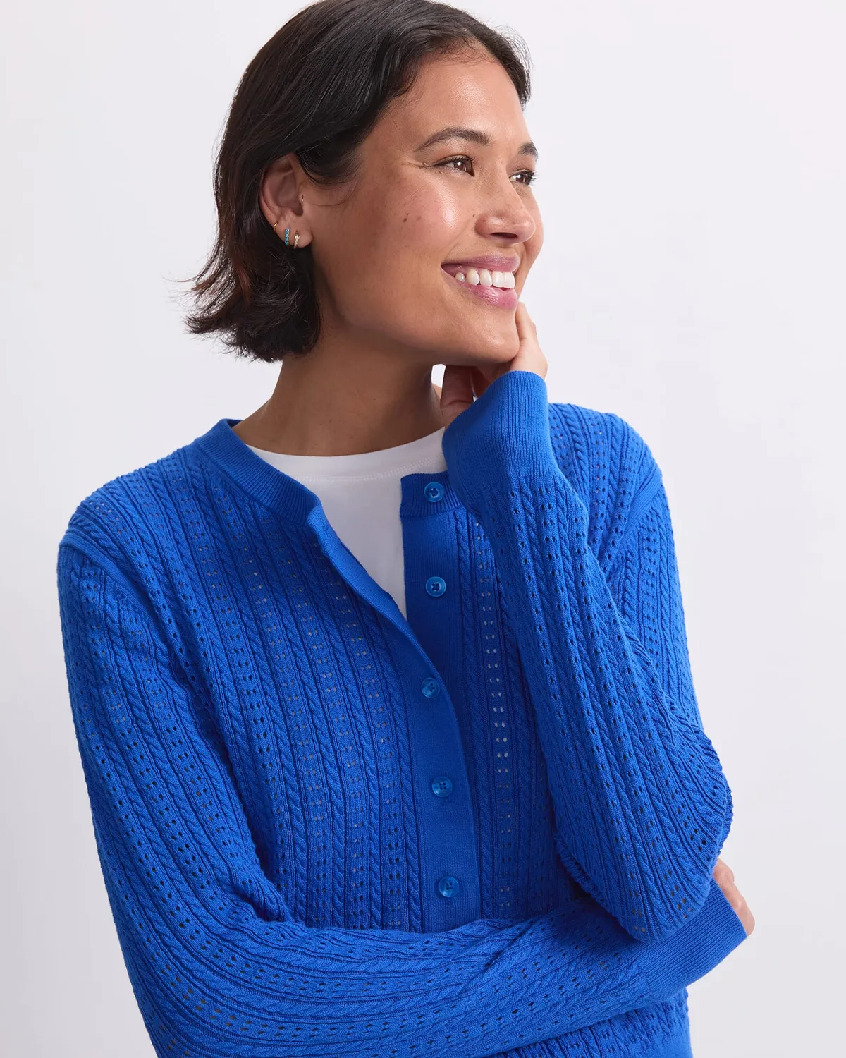 Sportscraft Elka Cable Pointelle cardigan cotone regular