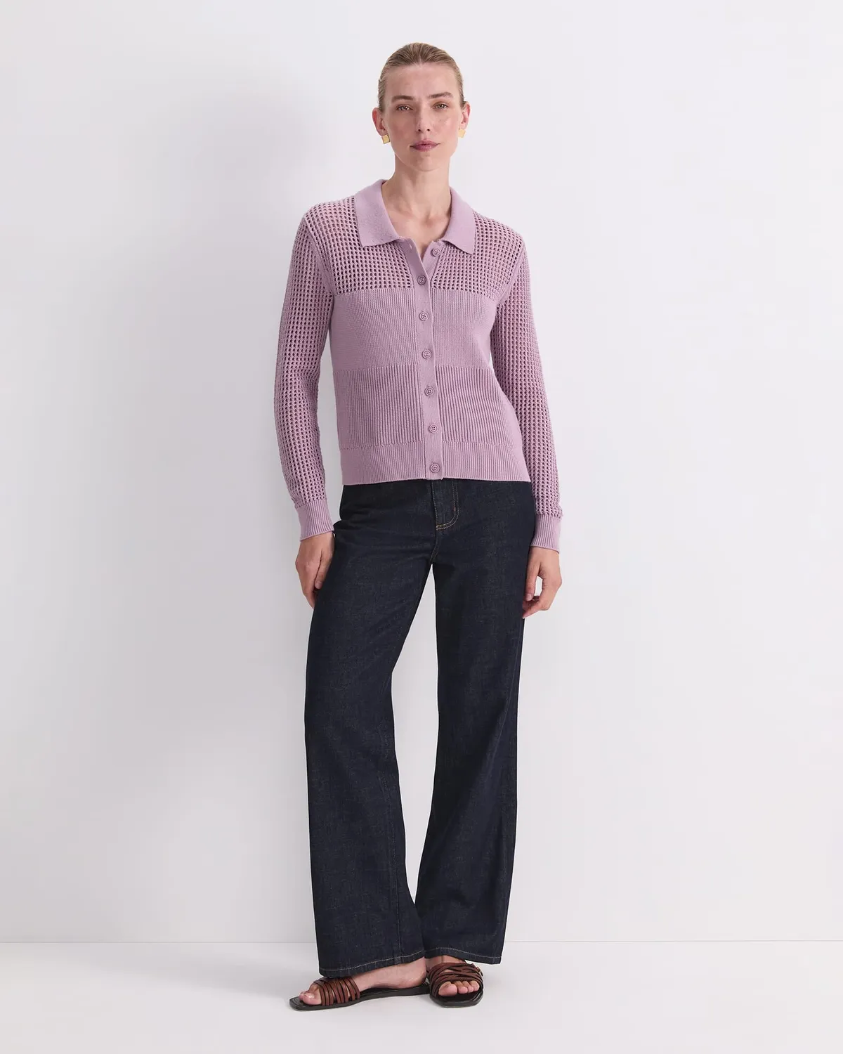 Sportscraft Elka 120434 cardigan pointelle cotone
