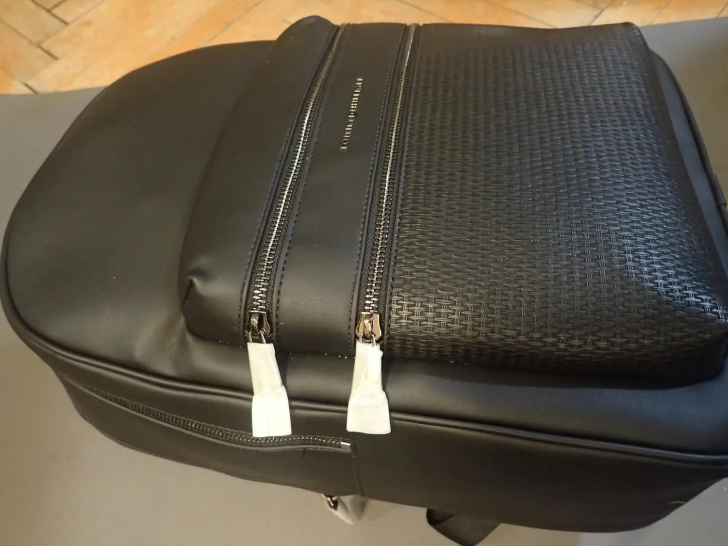 Tommy Hilfiger Woven zaino nero tasca esterna